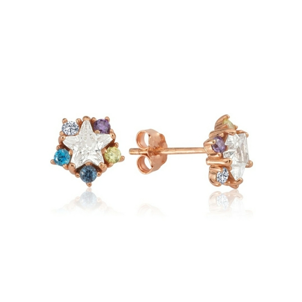 Silver star earring